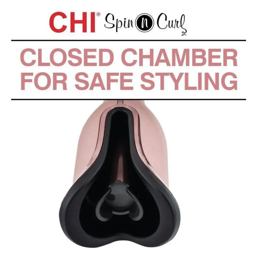 Spin & Curl Ceramic Automatic Rotating Hair Curler Iron - Rose Gold